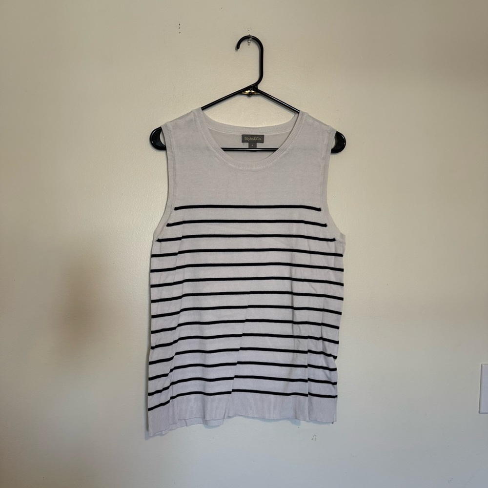 Style & Co. | White Tank Top with Black Stripes